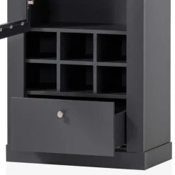 Wohnen 1-türige Vitrine mit Flaschenfächern & Schublade - Lionel