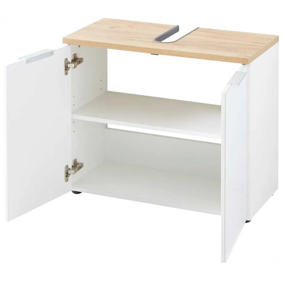 Wohnen 2-türige Waschkommode in Weiß & Eiche - Etosia