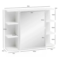 Wohnen 1-türiger Bad Spiegelschrank mit Regalen - Giulia