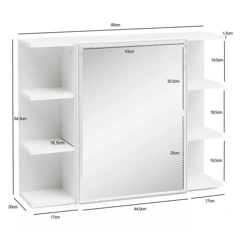 Wohnen 1-türiger Bad Spiegelschrank mit Regalen - Giulia