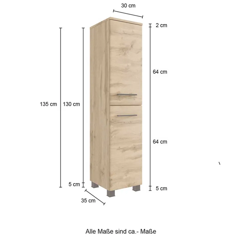 Wohnen 2-türiger Badschrank - 30x135x35 cm - Arazony