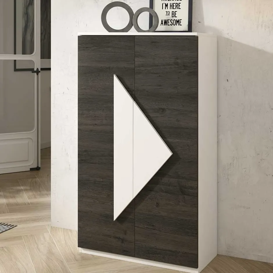 2-türiger Design Schuhschrank 74x128x34 cm - Fredo^Wohnen Discount