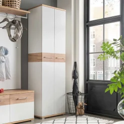 2-türiger Dielenschrank in Weiß & Eiche - Vicanossa^Wohnen Discount