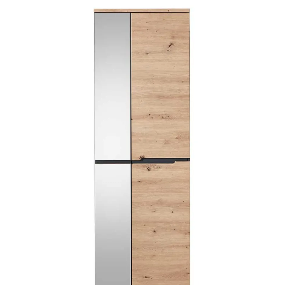 Wohnen 2-türiger Dielenschrank mit Spiegel & Wildeiche Dekor - Kuetra