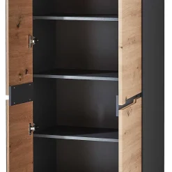 Wohnen 2-türiger Dielenschrank mit Spiegel & Wildeiche Dekor - Kuetra