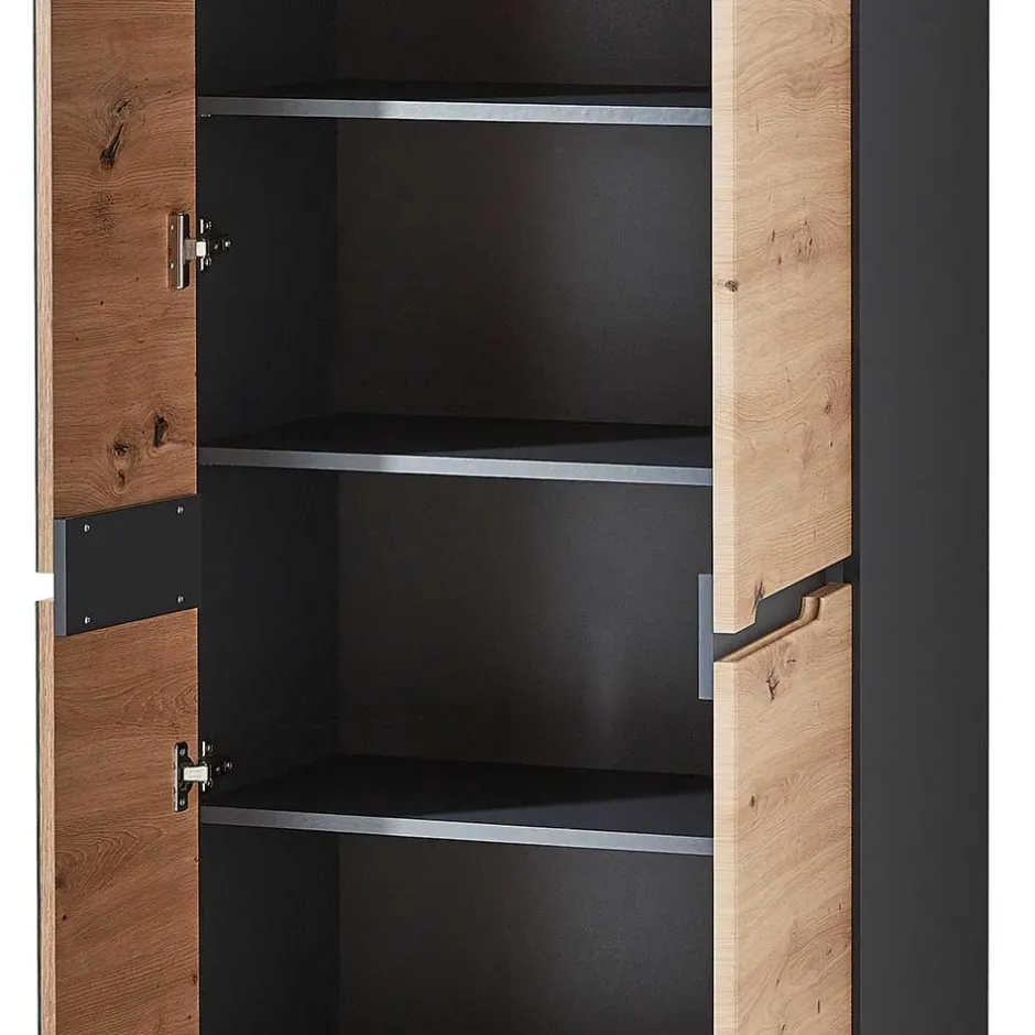 Wohnen 2-türiger Dielenschrank mit Spiegel & Wildeiche Dekor - Kuetra