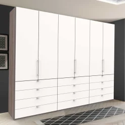 Wohnen 3-türiger Falttürenschrank mit 12 Schubladen - Tivierto