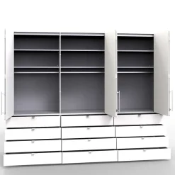 Wohnen 3-türiger Falttürenschrank mit 12 Schubladen - Tivierto