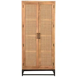 2-türiger Flurschrank aus Holz & Rattan Geflecht - Lazianus^Wohnen Discount
