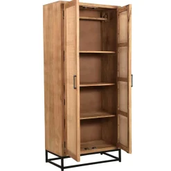 2-türiger Flurschrank aus Holz & Rattan Geflecht - Lazianus^Wohnen Discount