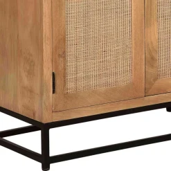 2-türiger Flurschrank aus Holz & Rattan Geflecht - Lazianus^Wohnen Discount