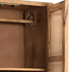 2-türiger Flurschrank aus Holz & Rattan Geflecht - Lazianus^Wohnen Discount