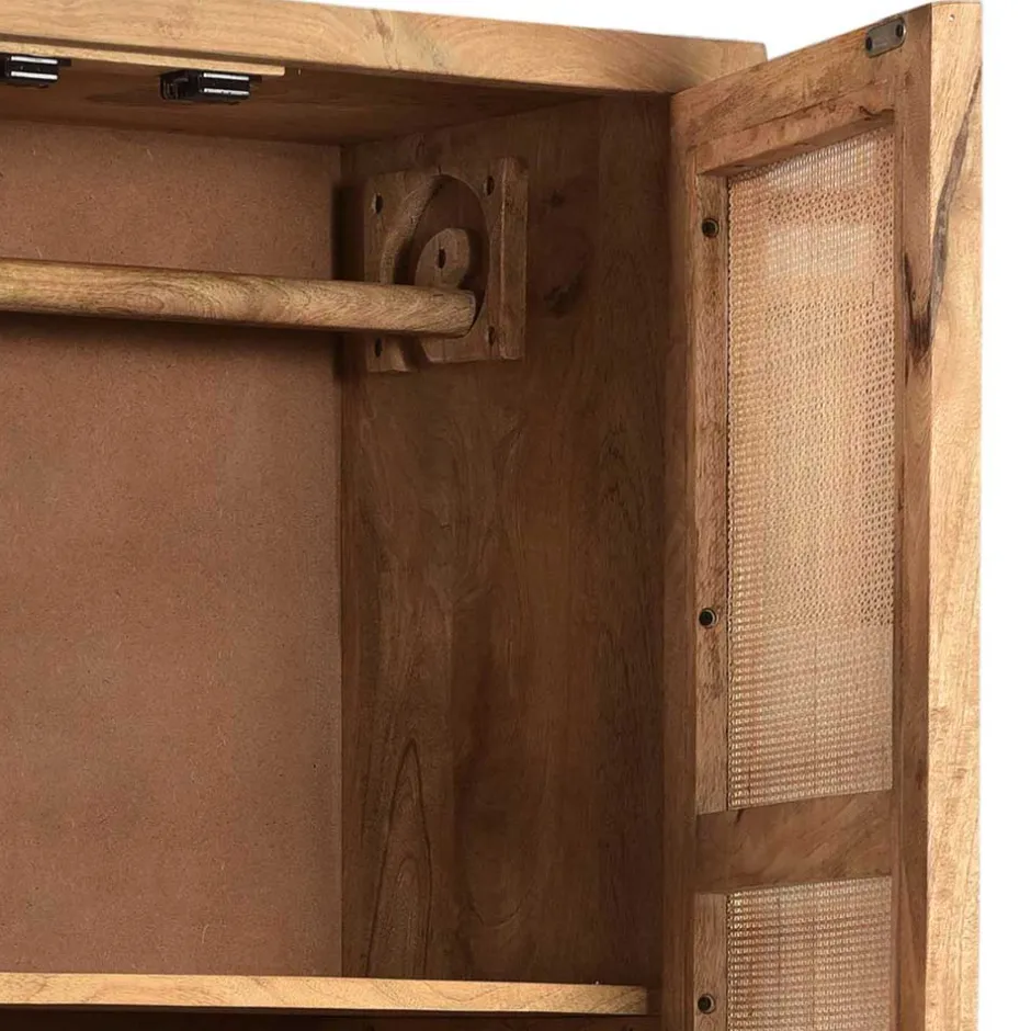 2-türiger Flurschrank aus Holz & Rattan Geflecht - Lazianus^Wohnen Discount