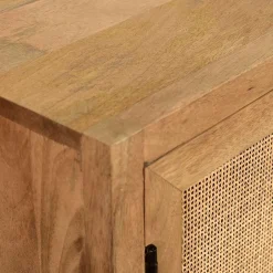 2-türiger Flurschrank aus Holz & Rattan Geflecht - Lazianus^Wohnen Discount