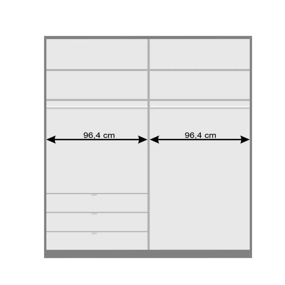 2-türiger Gleittürenschrank mit drei Schubladen - Tivierto^Wohnen Outlet