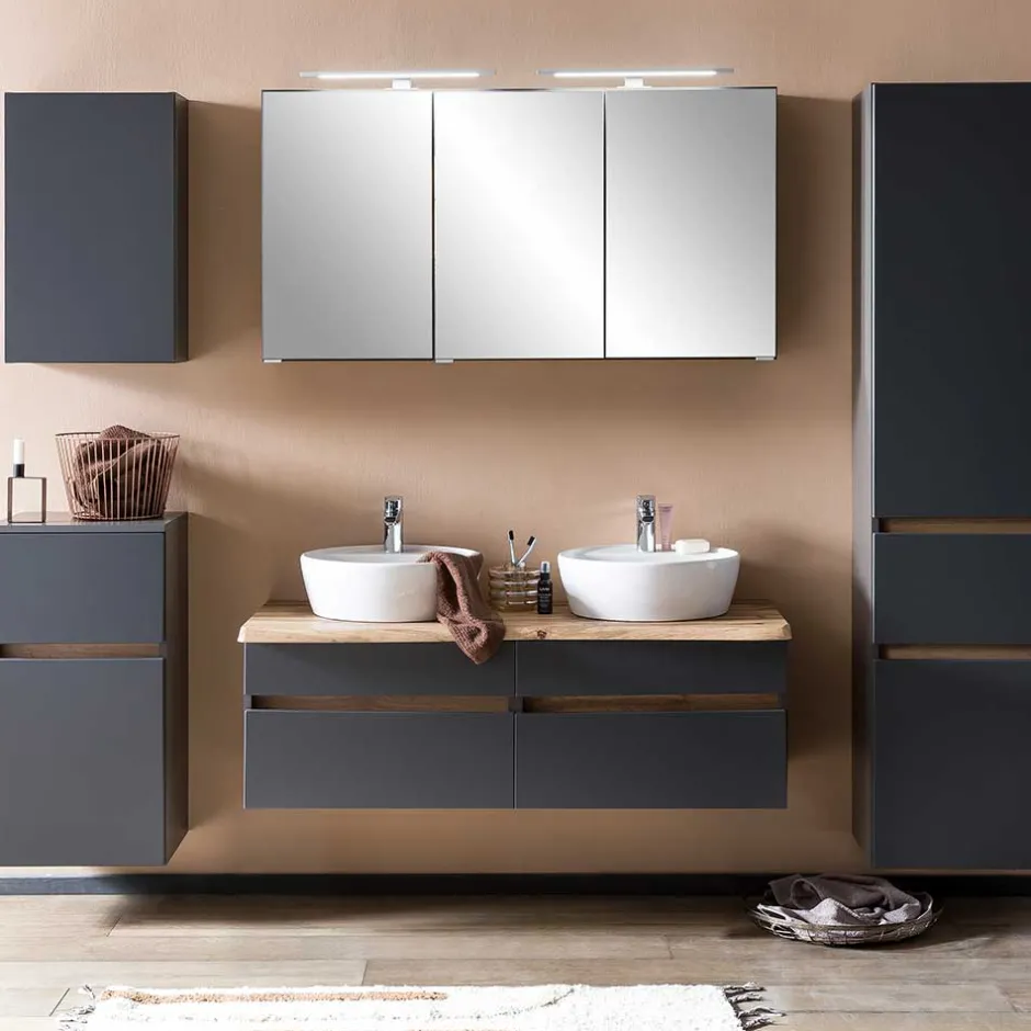 Wohnen 1-türiger Hängeschrank in Dunkelgrau - Agiruan