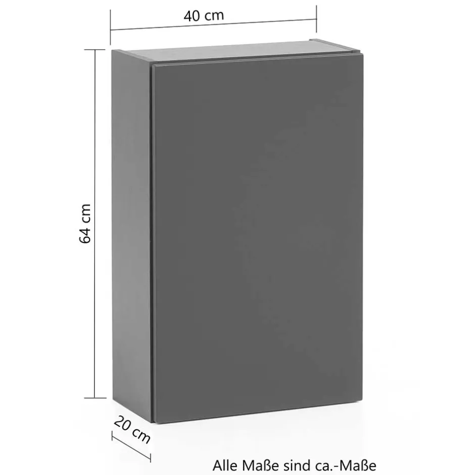 Wohnen 1-türiger Hängeschrank in Dunkelgrau - Agiruan