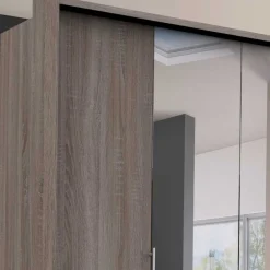 2-türiger Holz Look Kleiderschrank mit Spiegel - Crenba^Wohnen Hot