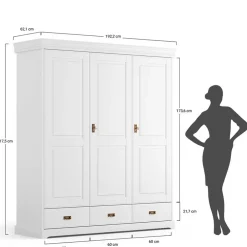 3-türiger Holz-Schlafzimmerschrank in Weiß - Presto^Wohnen Hot