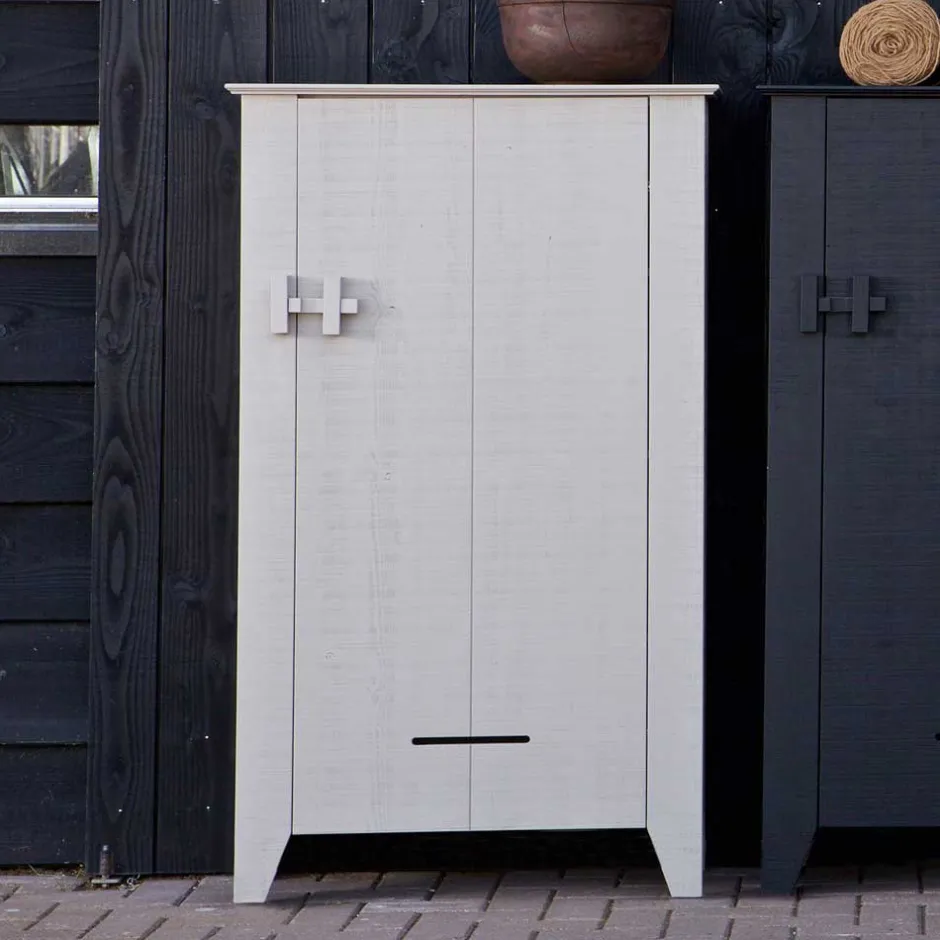 Wohnen 1-türiger Kiefer Schrank in hellem Grau - Ennyano