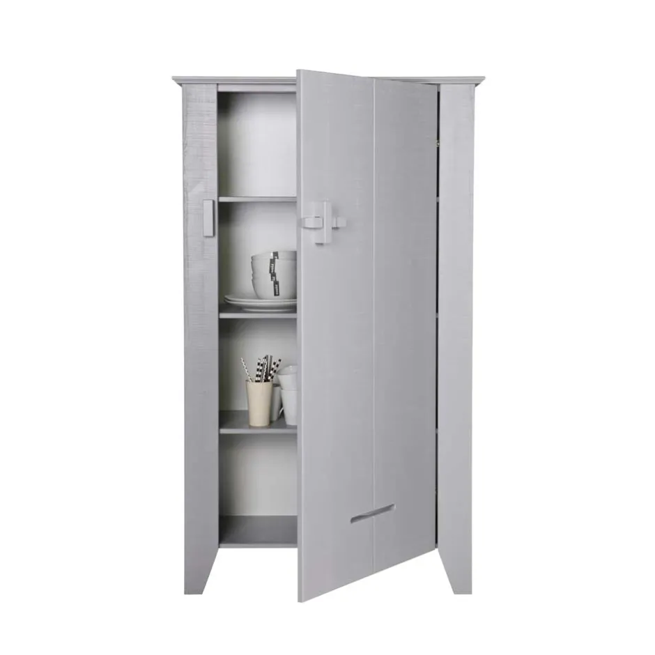 Wohnen 1-türiger Kiefer Schrank in hellem Grau - Ennyano