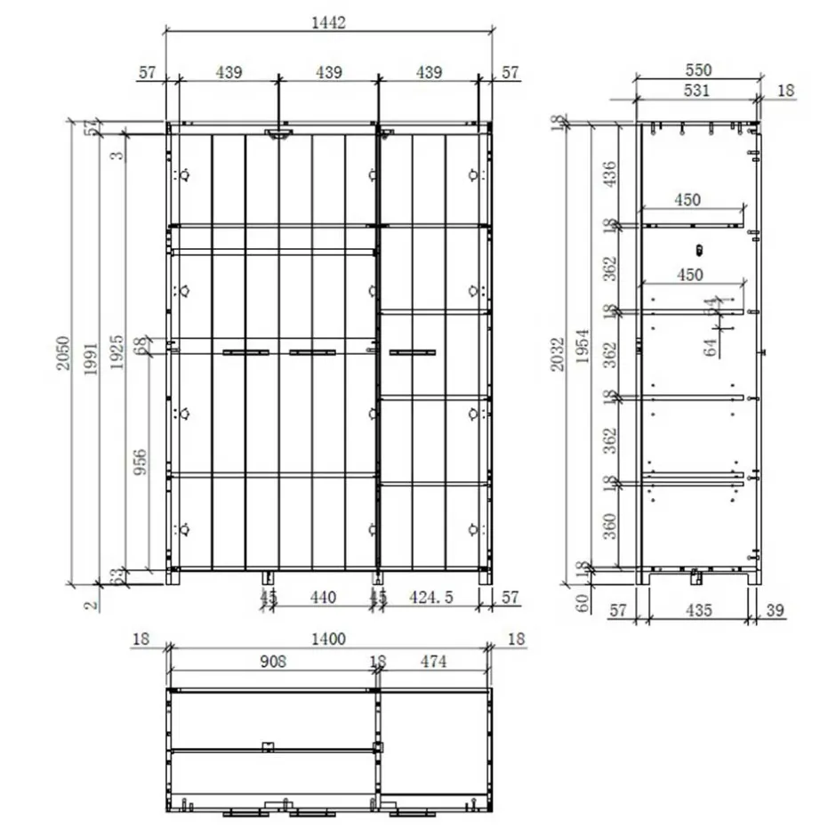 3-türiger Kinderzimmerschrank in Weiß - Ellen^Wohnen Best