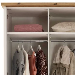 Wohnen 3-türiger Kleiderschrank in Weiß & Eiche Dekor - Malvissa