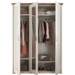 Wohnen 3-türiger Kleiderschrank in Weiß & Eiche Dekor - Malvissa