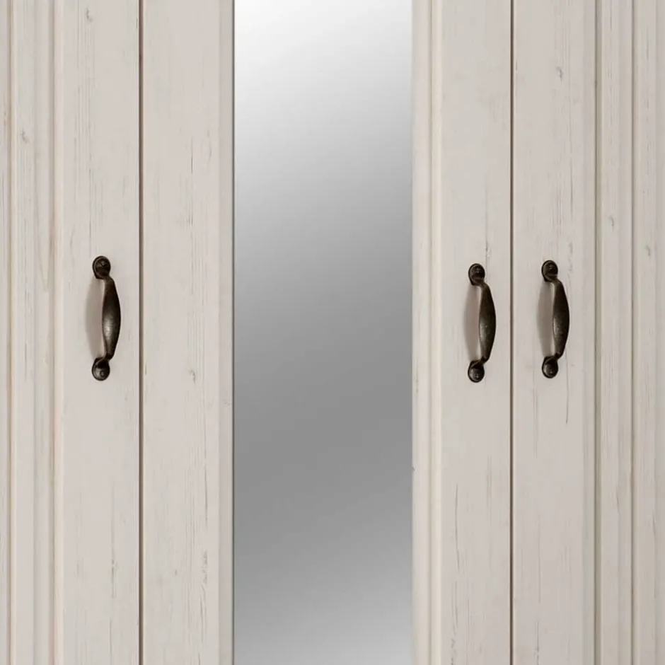 Wohnen 3-türiger Kleiderschrank in Weiß & Eiche Dekor - Malvissa