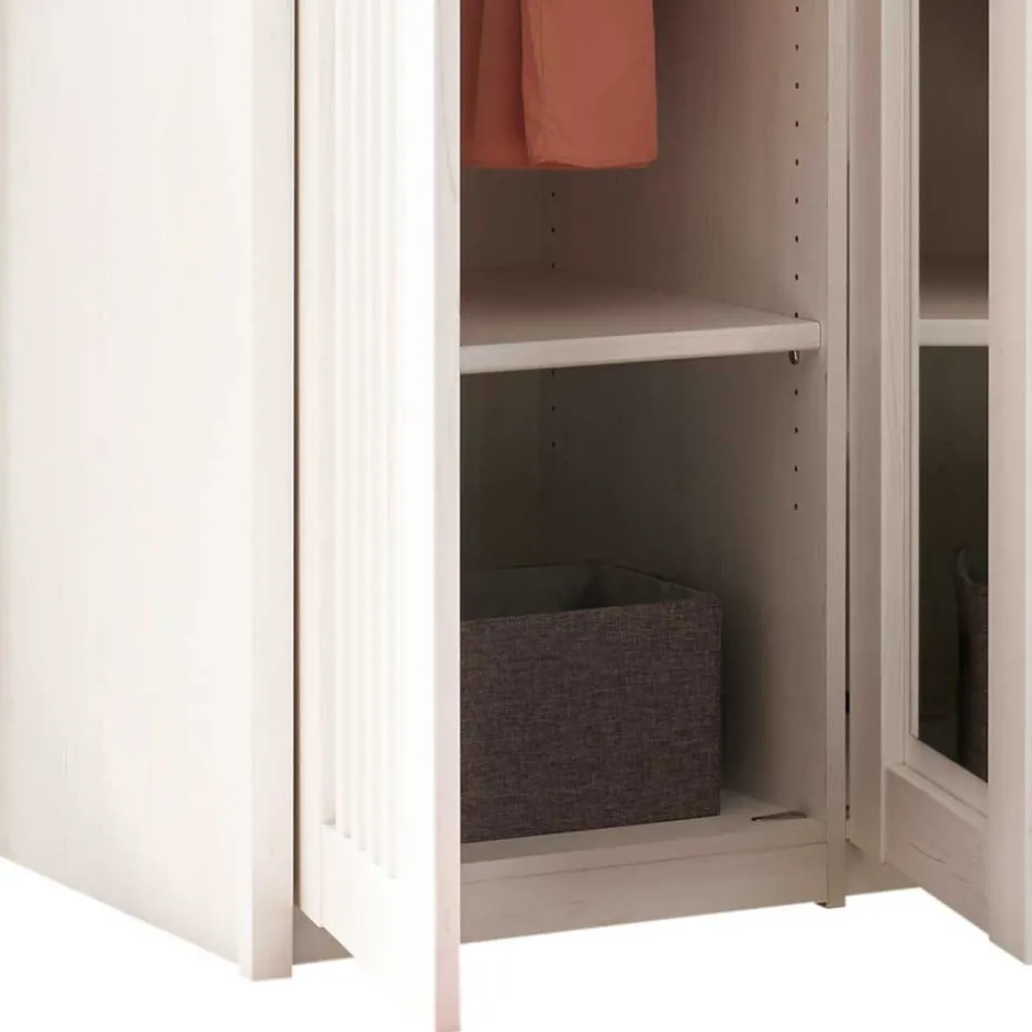 Wohnen 3-türiger Kleiderschrank in Weiß & Eiche Dekor - Malvissa