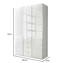 3-türiger Kleiderschrank in Weiß Glasfront - Rocca^Wohnen