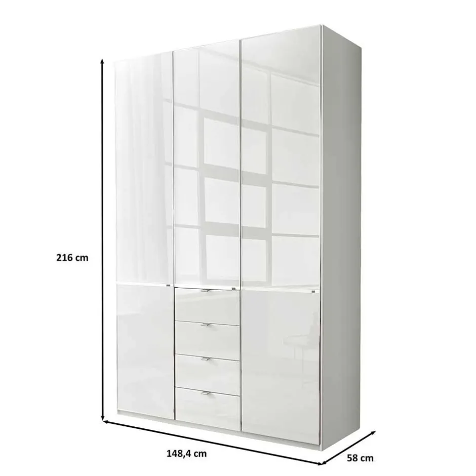3-türiger Kleiderschrank in Weiß Glasfront - Rocca^Wohnen