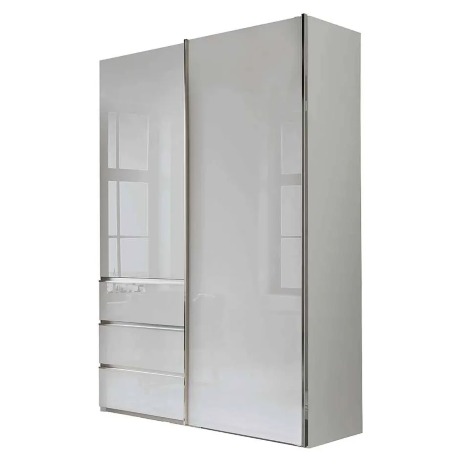 2-türiger Kleiderschrank in Weiß Glas - Heralisa^Wohnen