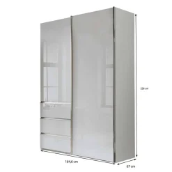 2-türiger Kleiderschrank in Weiß Glas - Heralisa^Wohnen