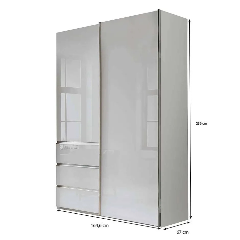 2-türiger Kleiderschrank in Weiß Glas - Heralisa^Wohnen