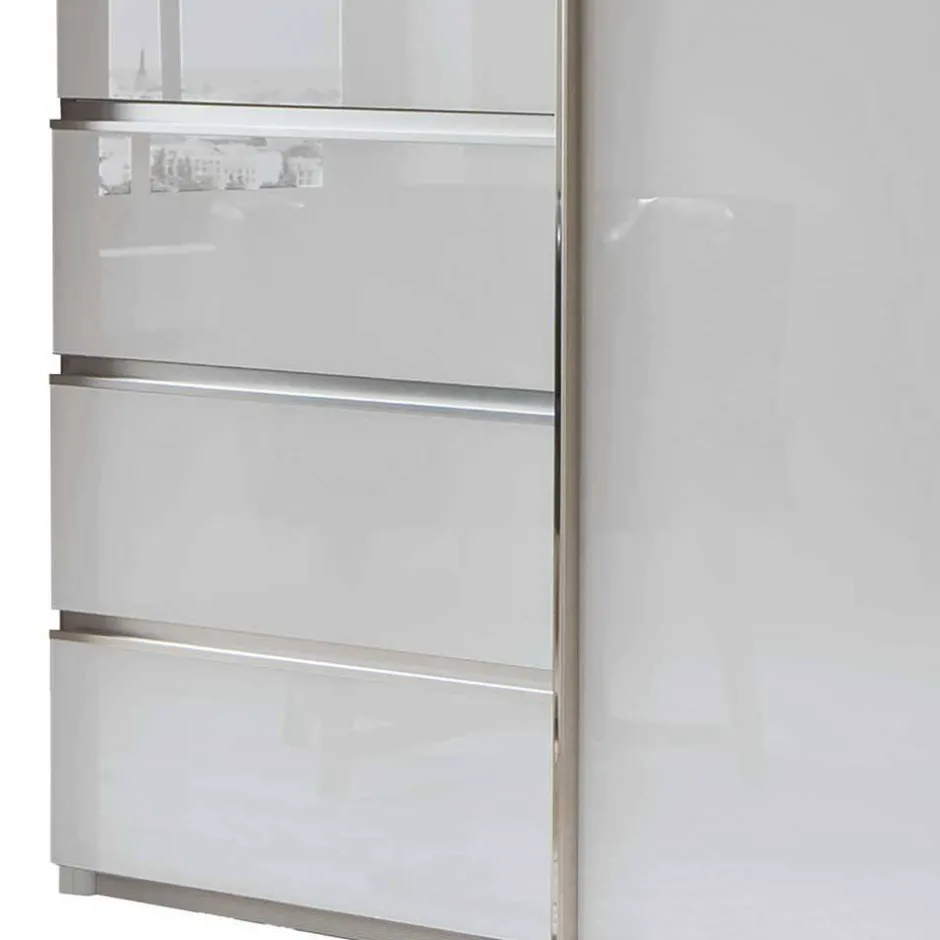 2-türiger Kleiderschrank in Weiß Glas - Heralisa^Wohnen