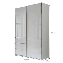 2-türiger Kleiderschrank in Weiß Glas - Heralisa^Wohnen