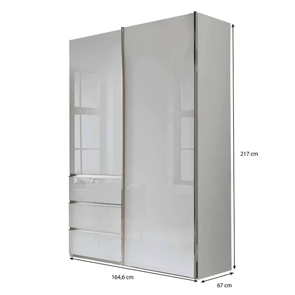 2-türiger Kleiderschrank in Weiß Glas - Heralisa^Wohnen