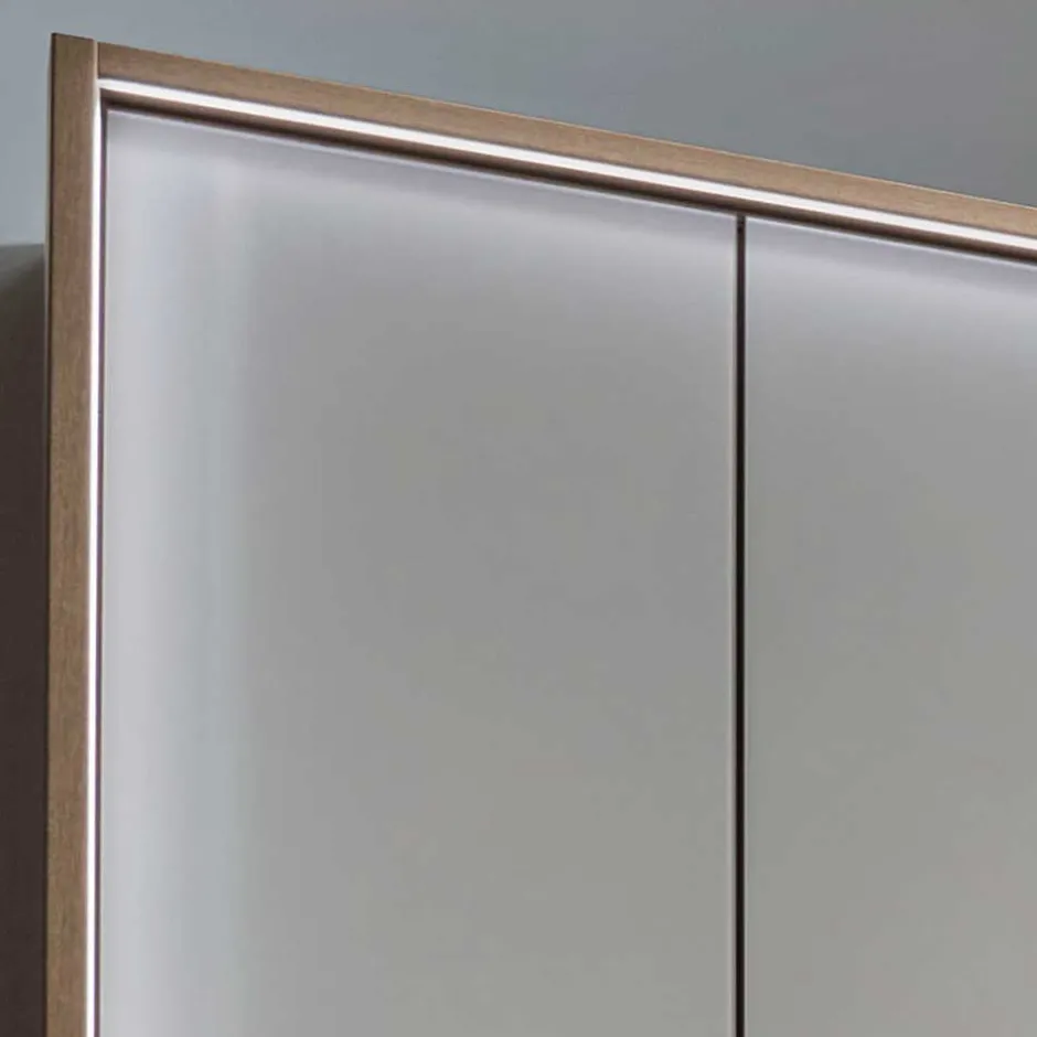 Wohnen 6-türiger Kleiderschrank in Beige Glas - Crascanu