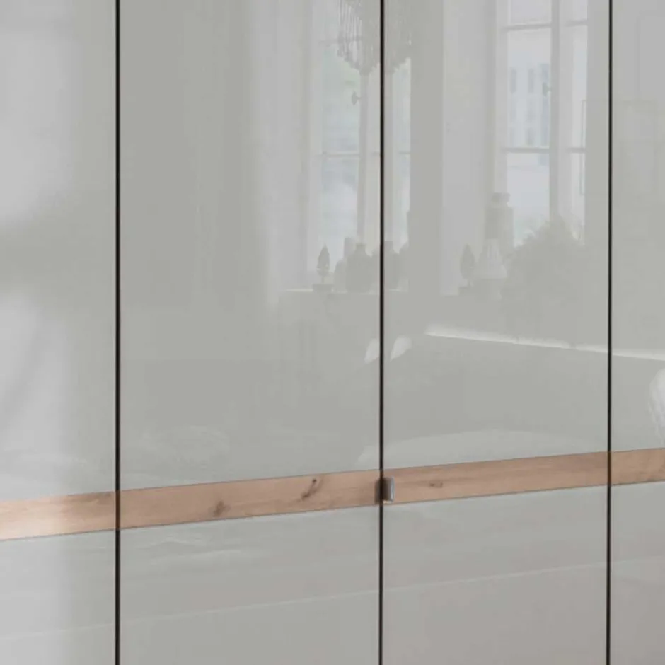 Wohnen 6-türiger Kleiderschrank in Beige Glas - Crascanu