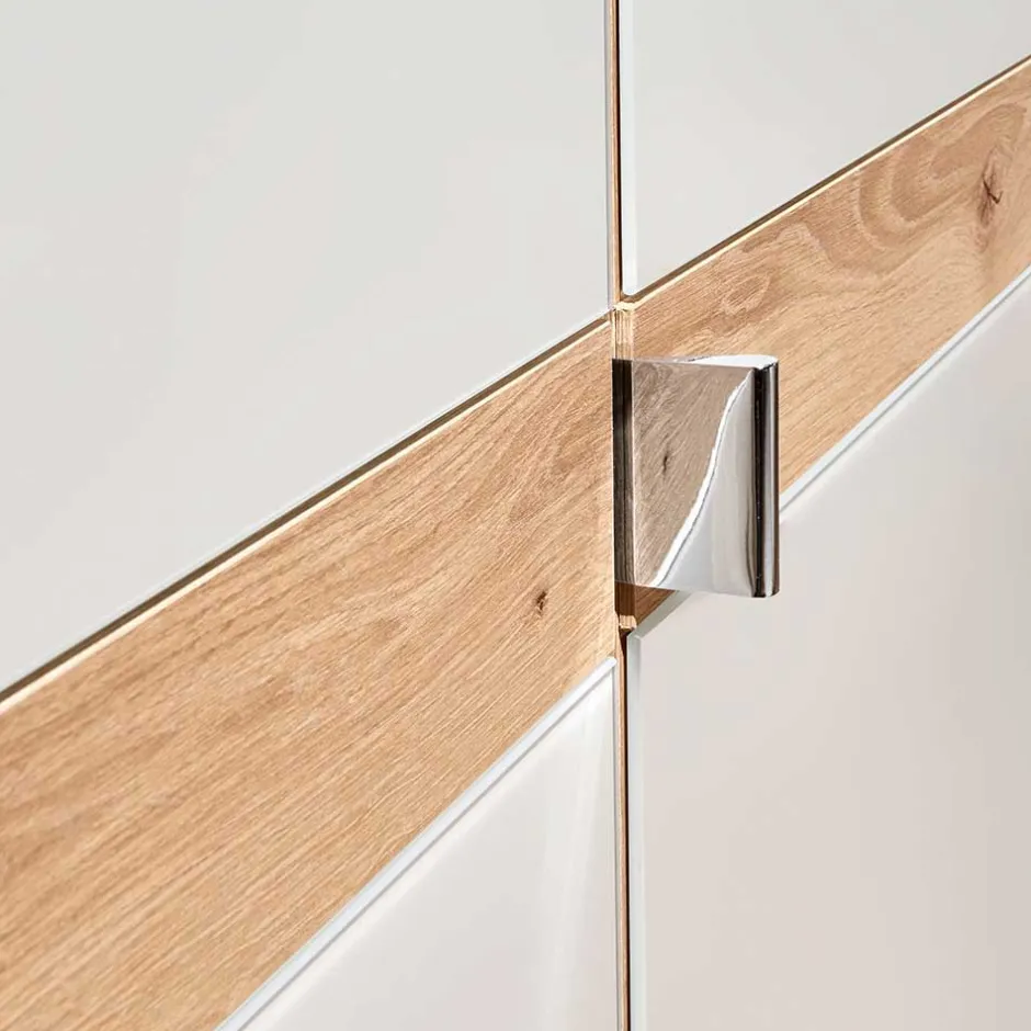 Wohnen 6-türiger Kleiderschrank in Beige Glas - Crascanu