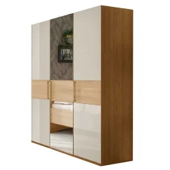 Wohnen 3-türiger Kleiderschrank in Eiche & Beige - Emdsiva