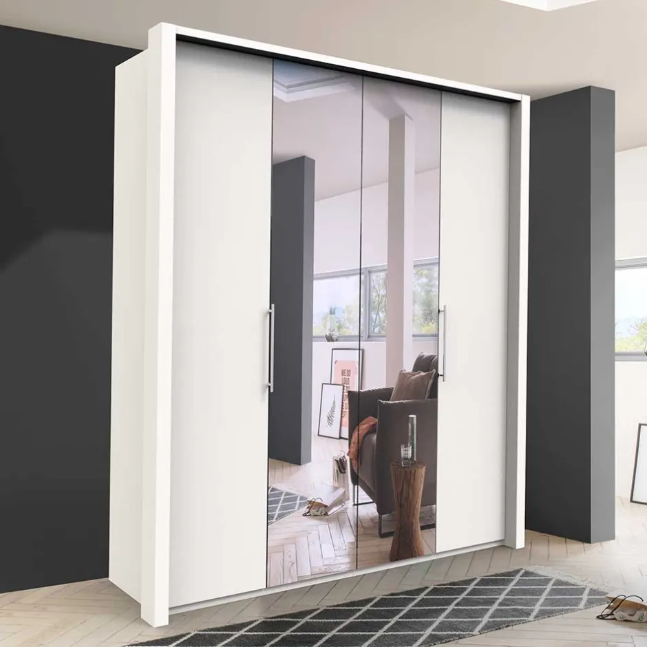 2-türiger Kleiderschrank mit Falttüren in Weiß - Donpiave^Wohnen Discount