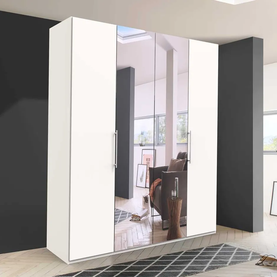 2-türiger Kleiderschrank mit Falttüren in Weiß - Donpiave^Wohnen Discount