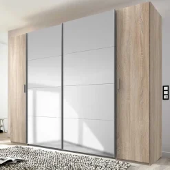 Wohnen 4-türiger Kleiderschrank mit Spiegel Schwebetüren - Metrona