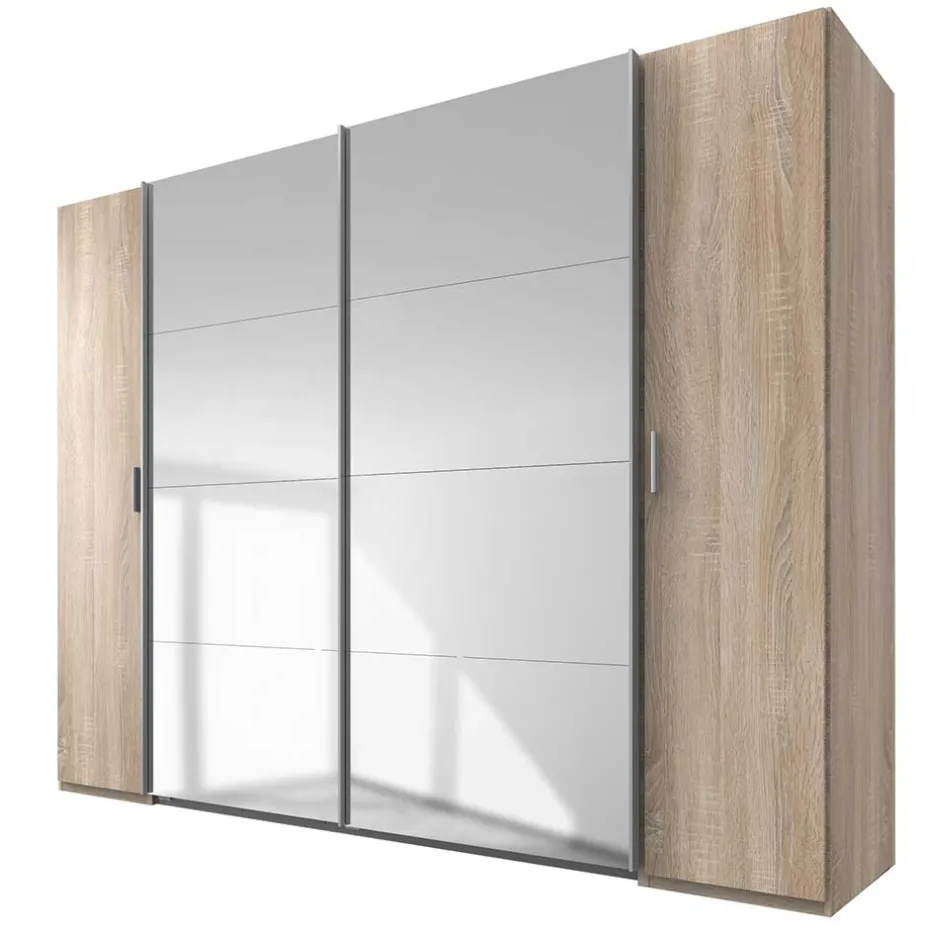Wohnen 4-türiger Kleiderschrank mit Spiegel Schwebetüren - Metrona