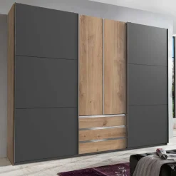 Wohnen 4-türiger Kleiderschrank mit Dreh- & Schiebetüren - Bafata