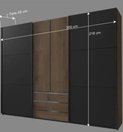 Wohnen 4-türiger Kleiderschrank mit Dreh- & Schiebetüren - Bafata