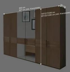 Wohnen 6-türiger Kleiderschrank mit 2 Spiegeln - Emdsiva III
