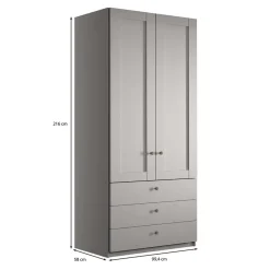 Wohnen 2-türiger Kombi-Kleiderschrank mit 3 Schubladen - Ridonna